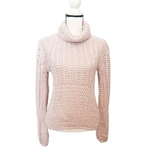 Charlotte Russe Women's Pink Acrylic Long Sleeve Turtle Neck Chunky Knit Sweater